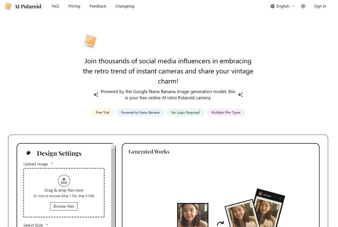 AI Polaroid: AI Photo Generator to convert photos to retrophotography