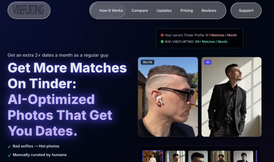 VIBEFLIRTING：AI照片工具，通过AI生成高质量的约会照片