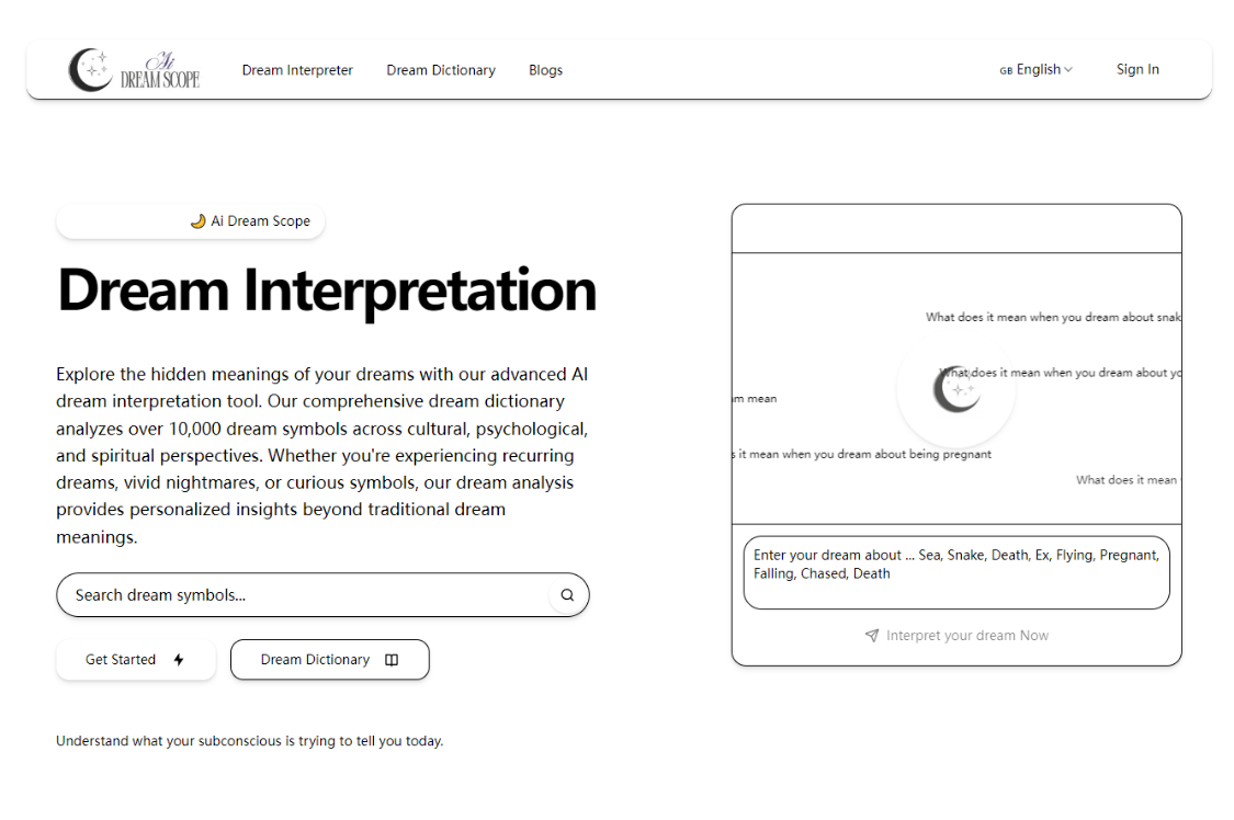 Ai DreamScope: AID dream analysis to help users understand their dreams