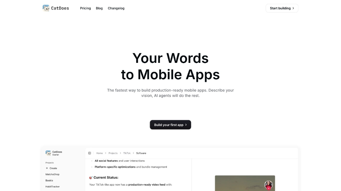 CatDoes: A website production tool, an uncoded mobile application builder