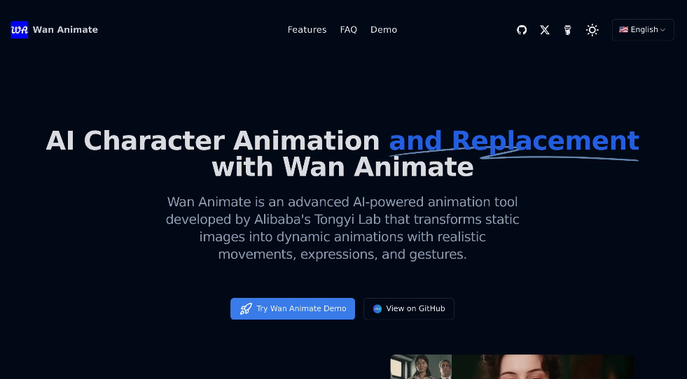 Wan Animate：AI动画工具，将静态图像转为动态动画