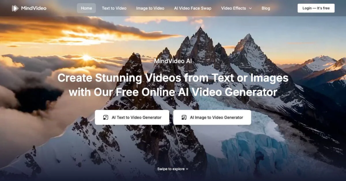 MindVideo: Free Online AI Video Generator, Quickly Turn Text and Images into Lively Videos