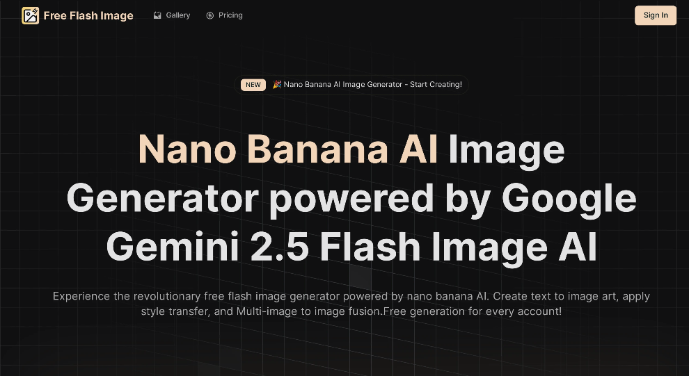 Free Flash Image：AI 图像生成器，提供文本生成图像、图像编辑及多图融合功能