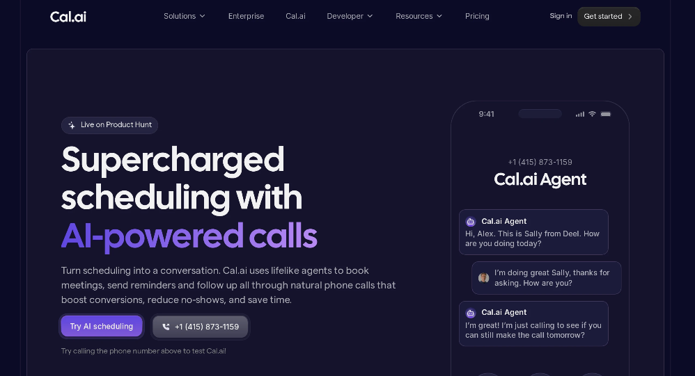 Cal.ai: AI Voice Agent Tool to schedule the schedule via AAI telephone automation