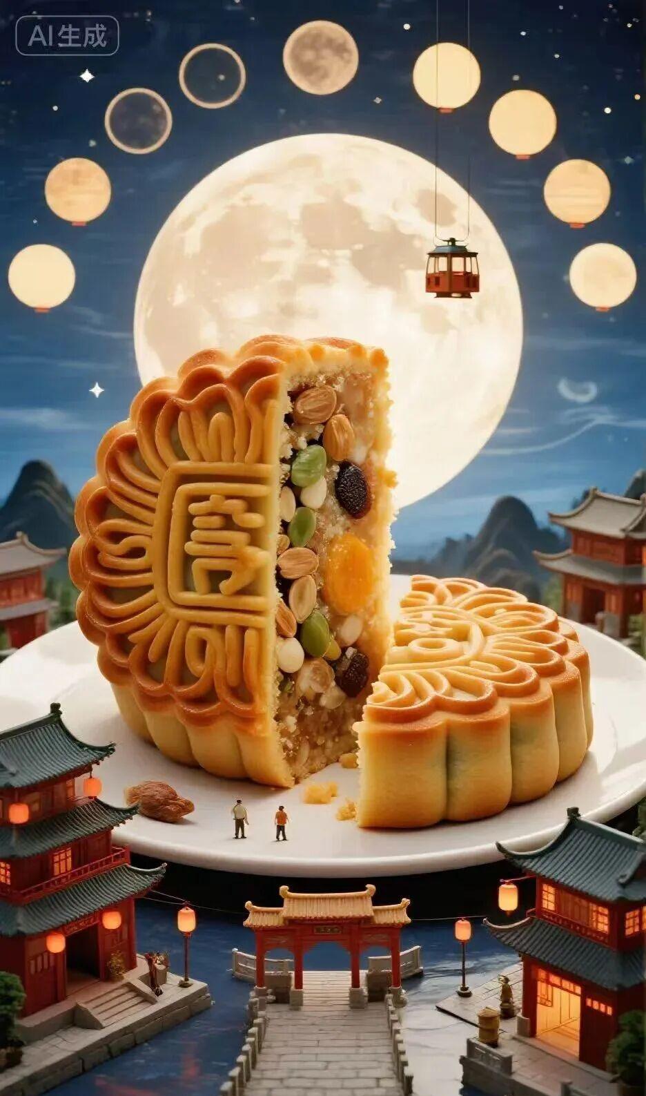 AI图片生成提示词分享，中秋节海报素材分享