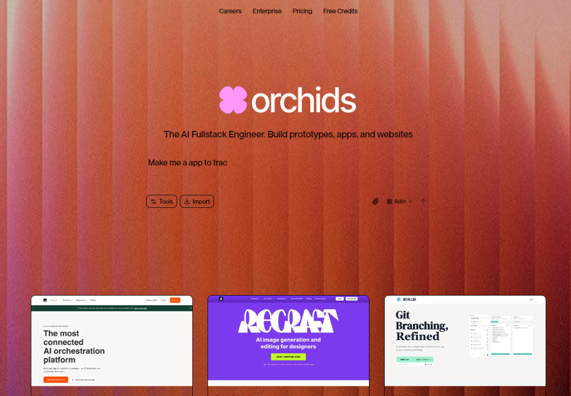 Orchids: AI All-Inner Engineer tool to help users build prototypes, applications and websites