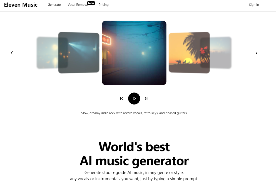 Eleven Music: AA Music Generation Tool to quickly generate any style, language of professional AI music
