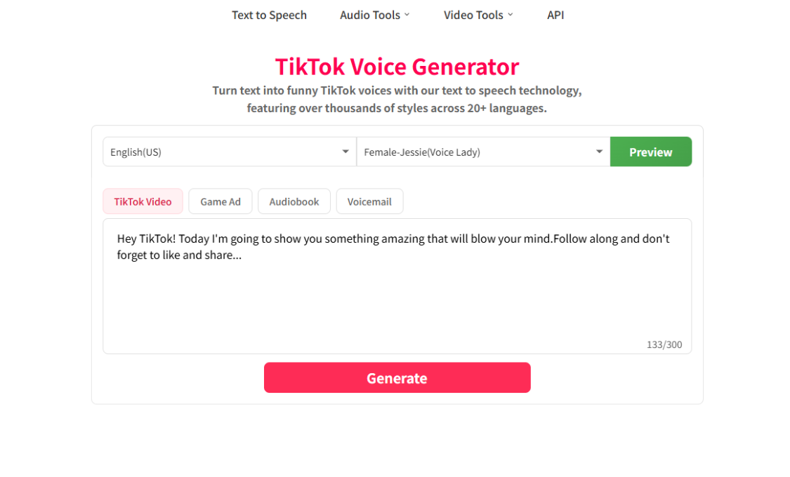 TikTok Voice Generator: Free AI hysteria, providing rich sound options