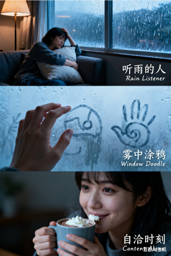 豆包AI图片生成教程，一键生成三宫格电影感写真照（附提示词）