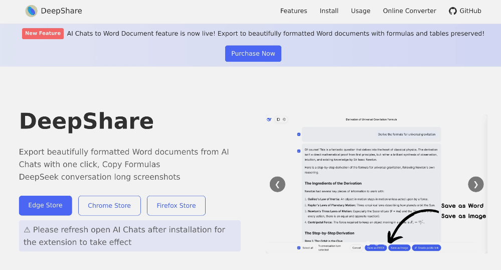 DeepShare: AIS document tool, one key to export AI chat content to Word document