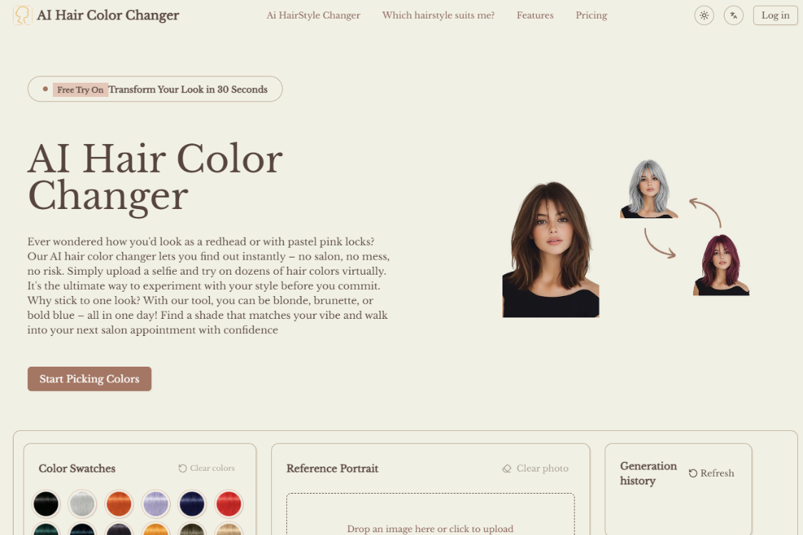 AI Hair Color Changer: AI Hair Changer, free online experience of AI virtual dye