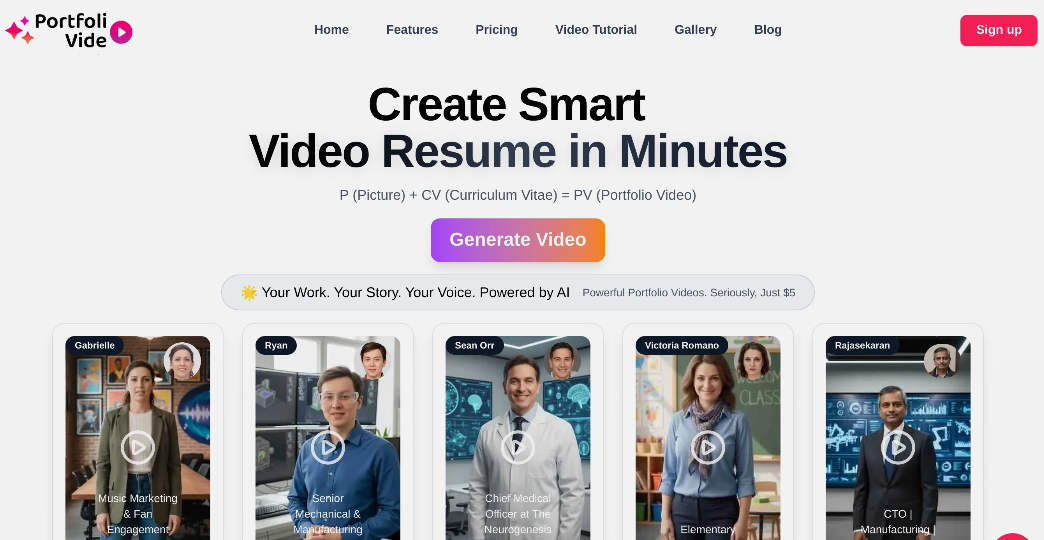 PortfolioVideo: A video search tool that translates biographical information and photographs into professional video curricula vitae
