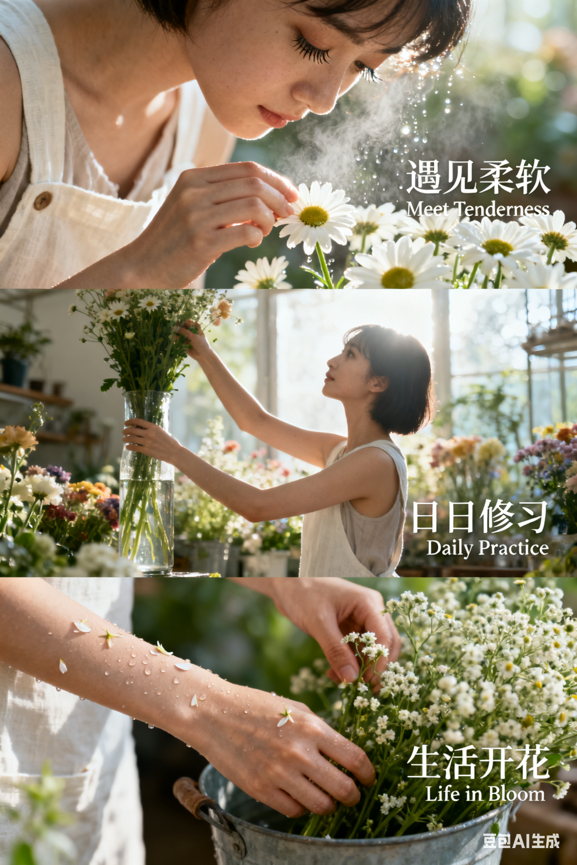 豆包AI图片生成教程，一键生成三宫格电影感写真照（附提示词）