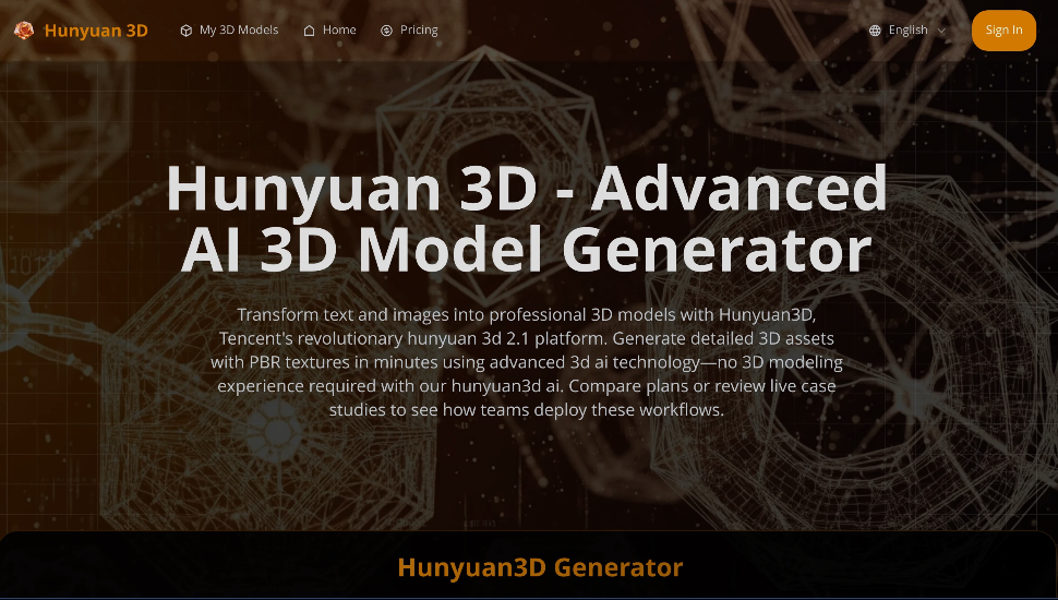 Hunyuan 3D：3D模型生成工具，将文本和图像转化为专业的3D模型