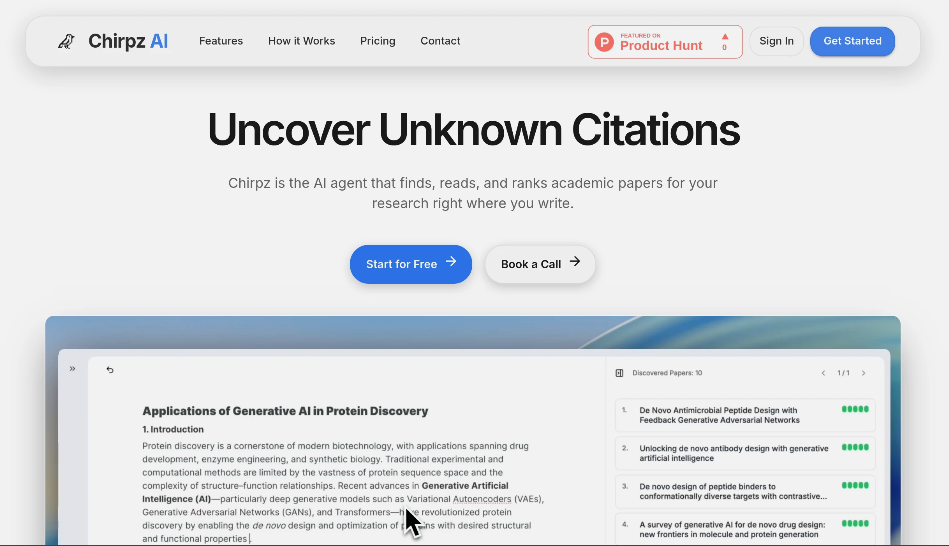 Chirpz AI: Researching, reading and ranking academic papers in writing, quick identification of relevant references and studies