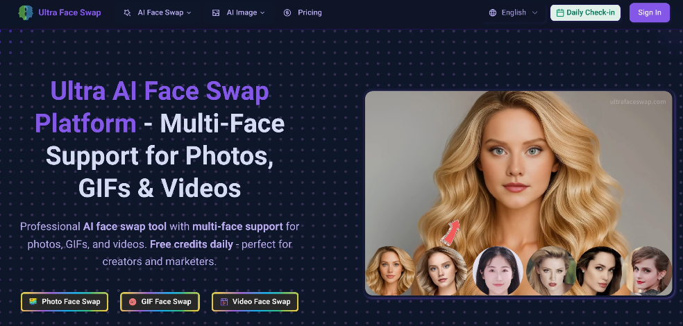 Ultra Face Swap：AI换脸工具，提供照片、GIF 和视频的高保真 AI 换脸功能