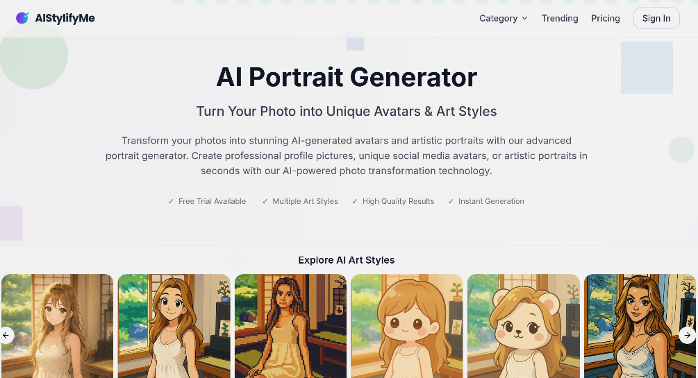AIStylifyMe：AI肖像生成器，一款将照片转化为独特头像和艺术风格的AI照片