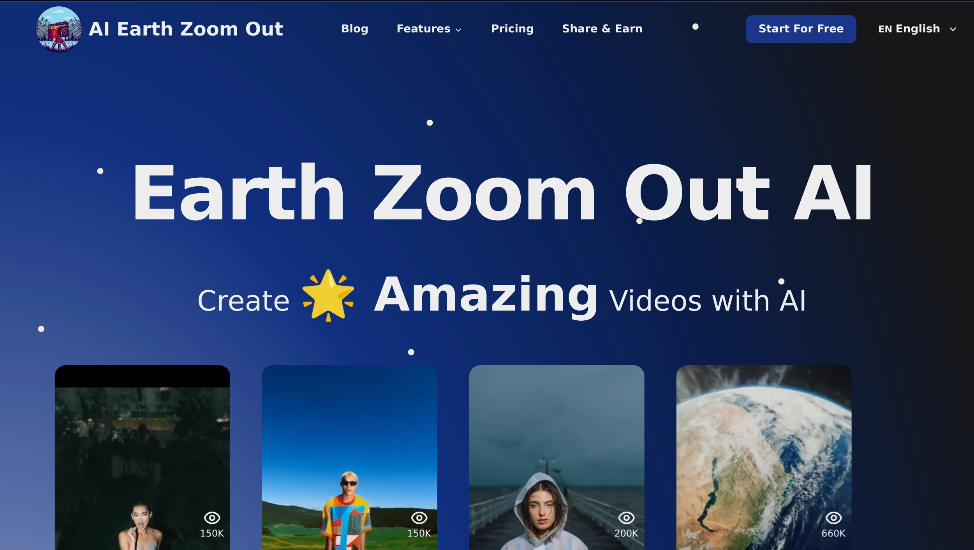 Earth Zoom Out AI: Earth scale-up AI video tool to easily convert images to film-level video