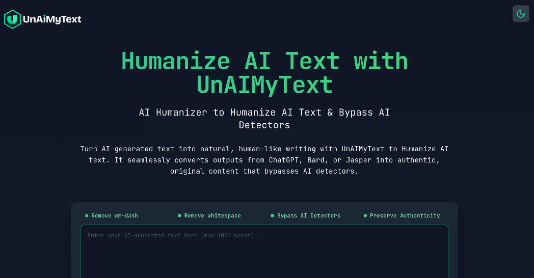UnAIMyText: AI Text Colouring Tool to create natural, human content bypassing AI testing