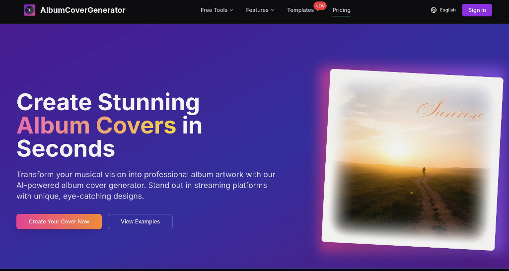 Album Cover Generator: AI Image Tool to quickly generate a personalized music album cover