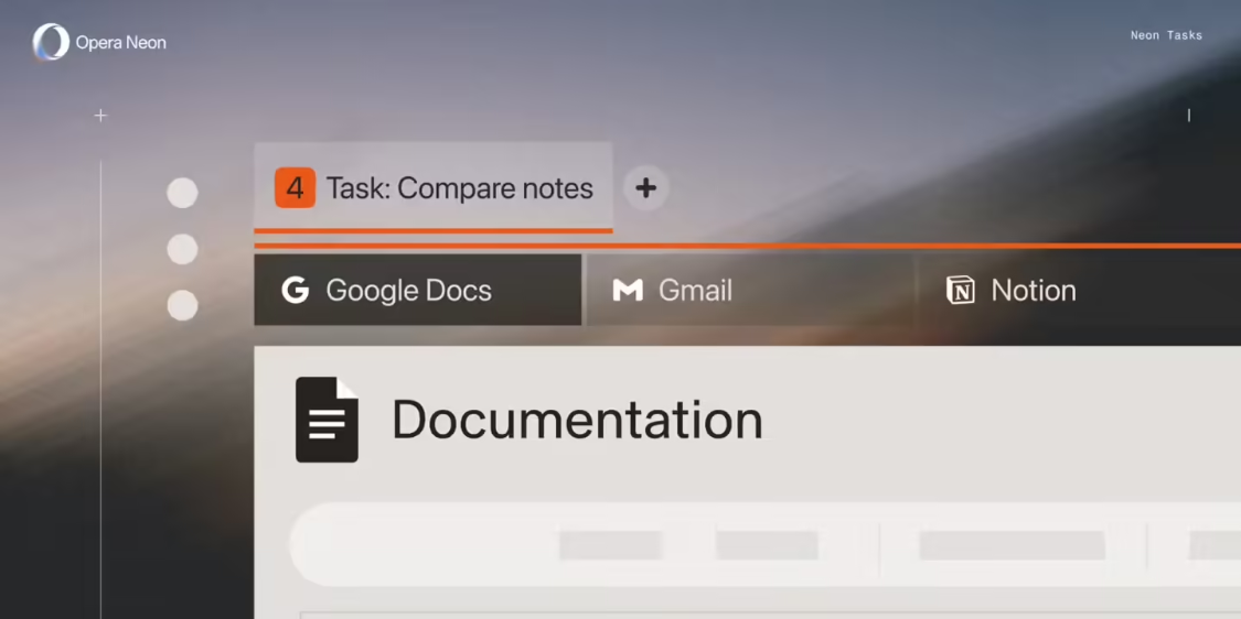 Opera Update Neon Browser: Introduction of 1 minute in-depth study, support for AI operation documents, integration Gemini 3 Pro
