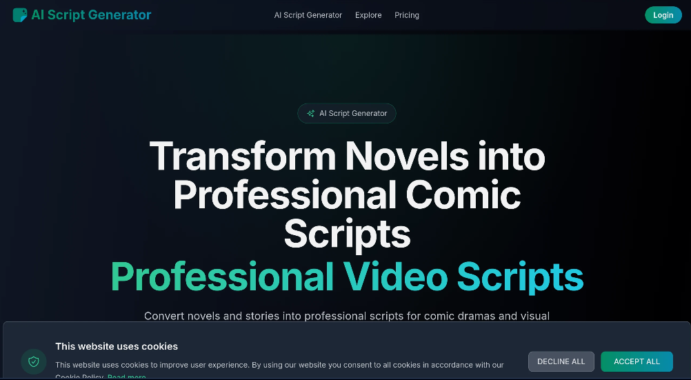 AIScriptGenerator: AI Script Generator, converts novels to professional comic scripts