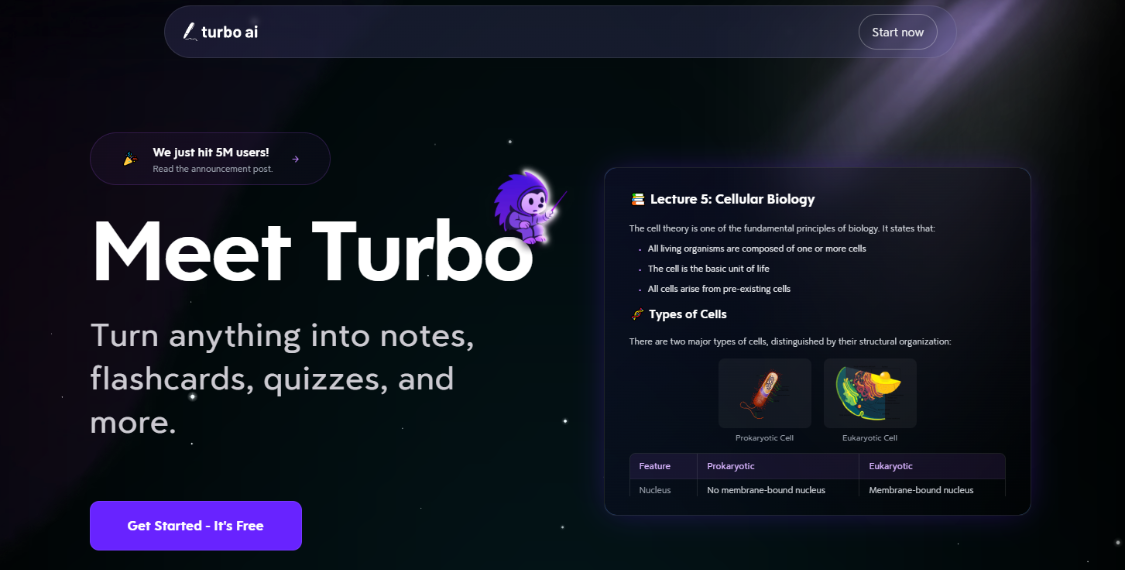 Turbo AI: AI Notes application, which translates audio, video and text into quality learning materials