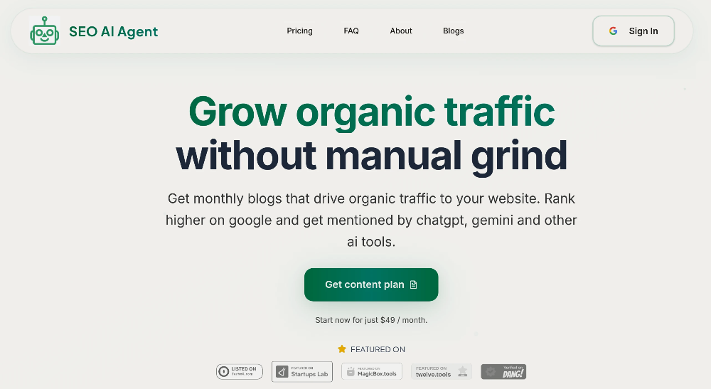 SEO AI Agent: Automation of SEO content generation, AI tool to raise the ranking of the website