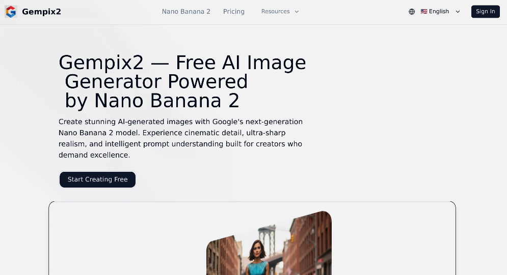 Gempix2: Free AI Image Generator based on the Nano Banana 2 model