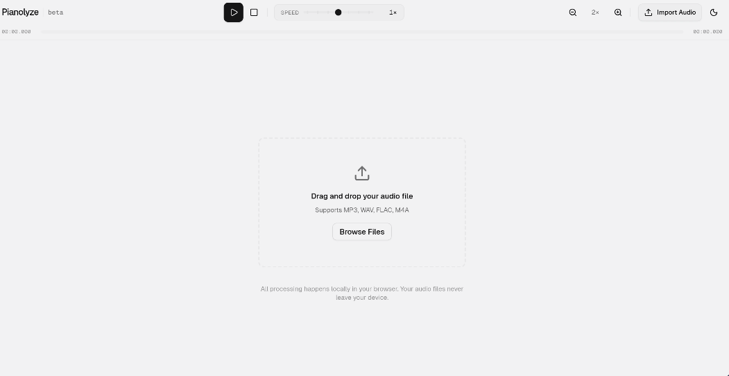 Pianalyze: A piano transfer tool, conversion of audio files to piano spectrum