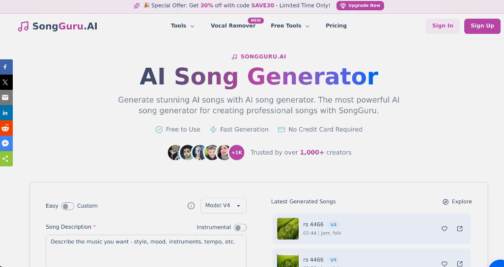 SongGuru: AI produces original music tools to create full songs in seconds