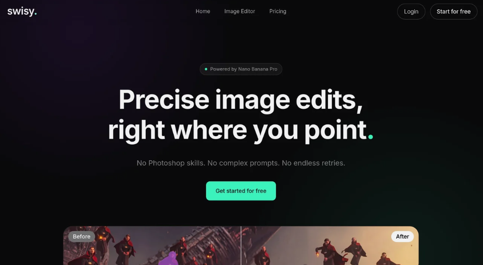 Swisy: AI Image Editing Tool, which can easily achieve precision editing without Photoshop skills