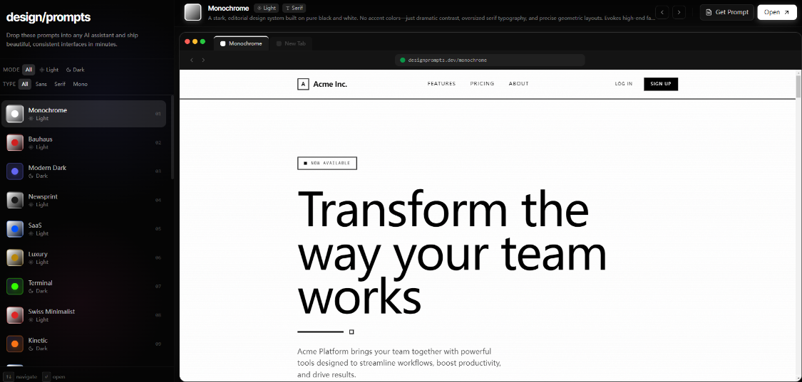 Design Prompts: AI design tool for quick generation of a uniform interface style through hints