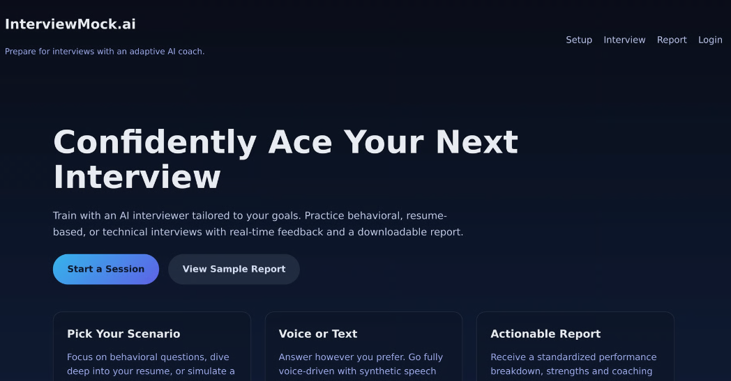 InterviewMock: AI Simulation Interviews, multiple scenes of behaviour, curriculum vitae, technology, etc