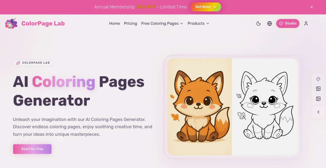 ColorPage Lab: AI Colour Page Generator to convert text or pictures into printable drafts