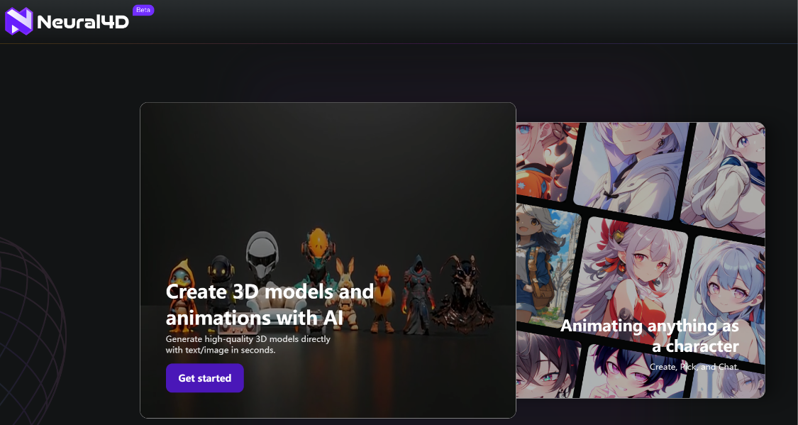 Neural4D:3D model and animation generation platform with one key to generate high-precision 3D content