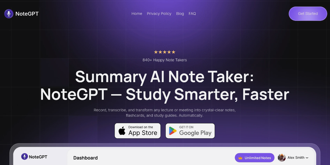 NoteGPT: AI Notes Assistant Tool that automatically produces lectures, videos and documents as notes