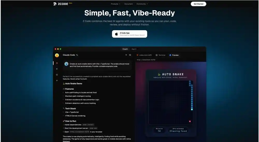 Zcode AI: IDE programming tool, lightweight AI code editor