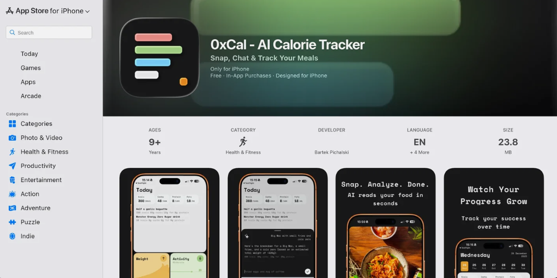 15578d32j00t8yboj00a1d000uc00f5p 0xCal:AI卡路里追踪应用,通过照片或对话简化每日饮食记录
