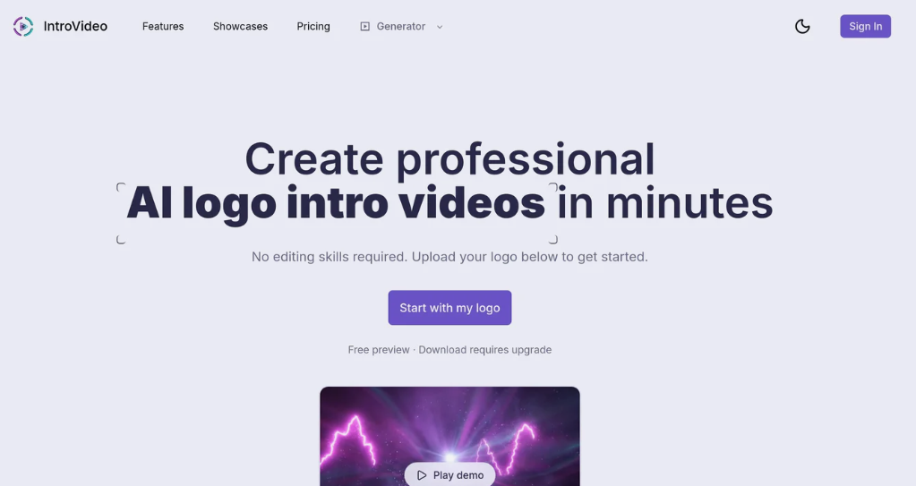 IntroVideo：AI标志介绍视频生成器，分钟内创建专业的AI标志开场视频