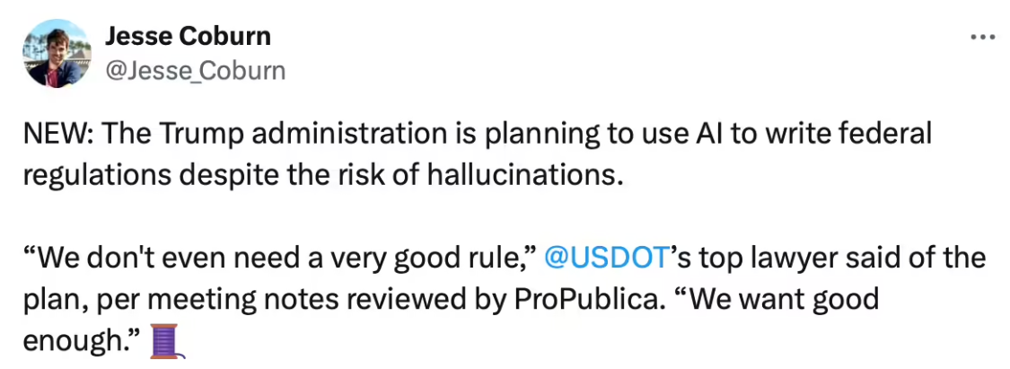 2918214bj00t9i81u004wd000v900bfp 让法律再次伟大?美国政府被曝计划使用 AI 起草联邦法规