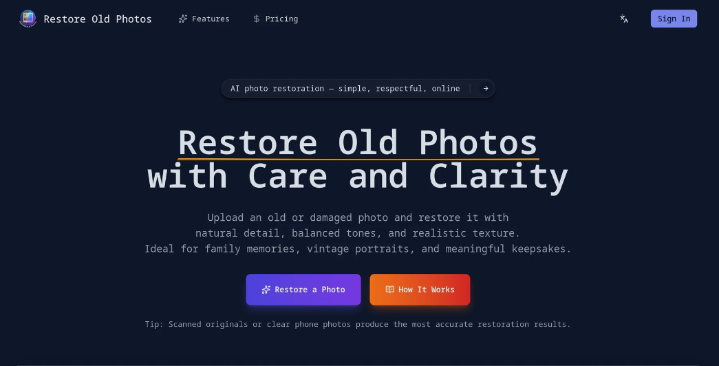 Restore Old Photos：AI在线修复旧照片的工具，轻松还原旧照片