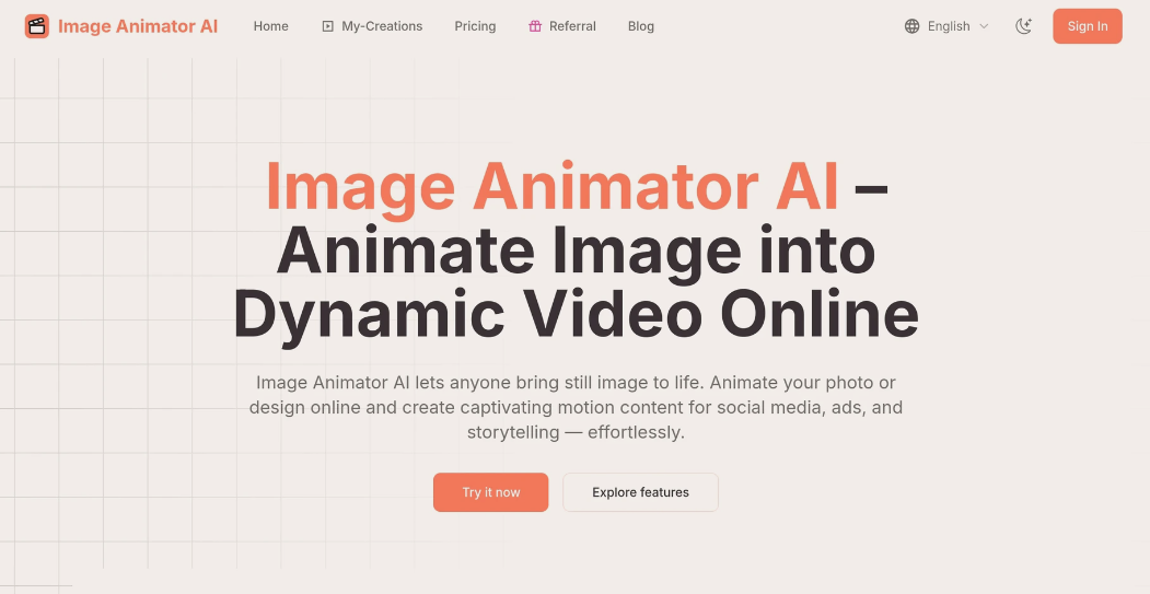 Image Animator AI：在线将图片转视频网站，无需专业技能轻松创建视频