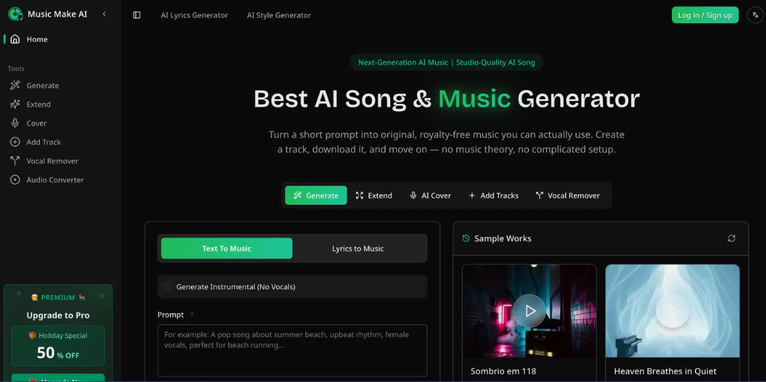 58eacd45j00t8ycvb007md000ub00f5p Music Make AI: AAI Music Generator to quickly generate high-quality, tax-free music based on text tips