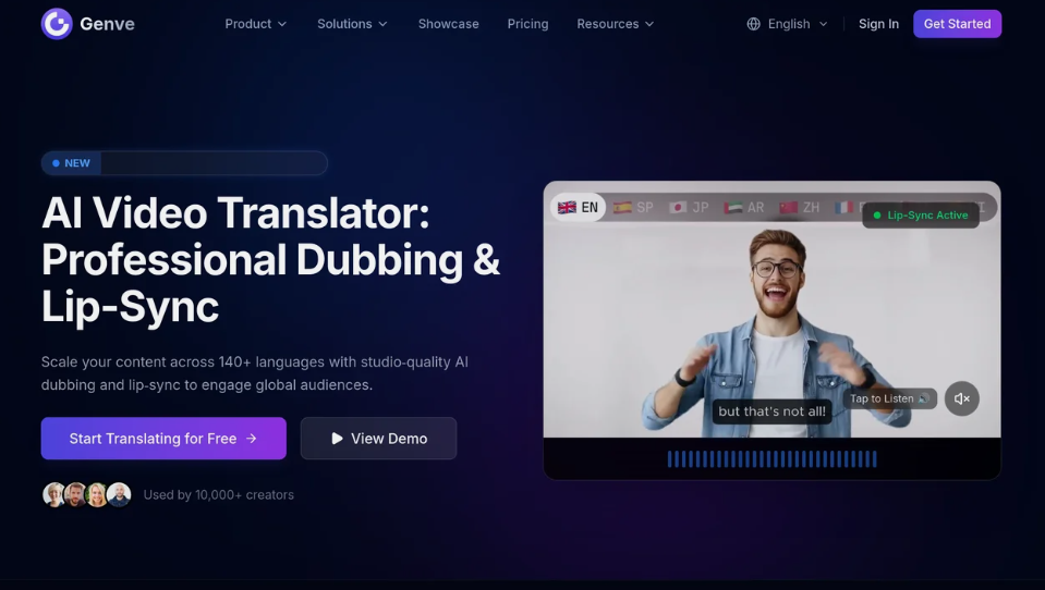 732c1f67j00t9ip6l009hd000qn00f2p Genve AI:AI视频翻译和配音工具,提供高质量的配音和唇形同步功能