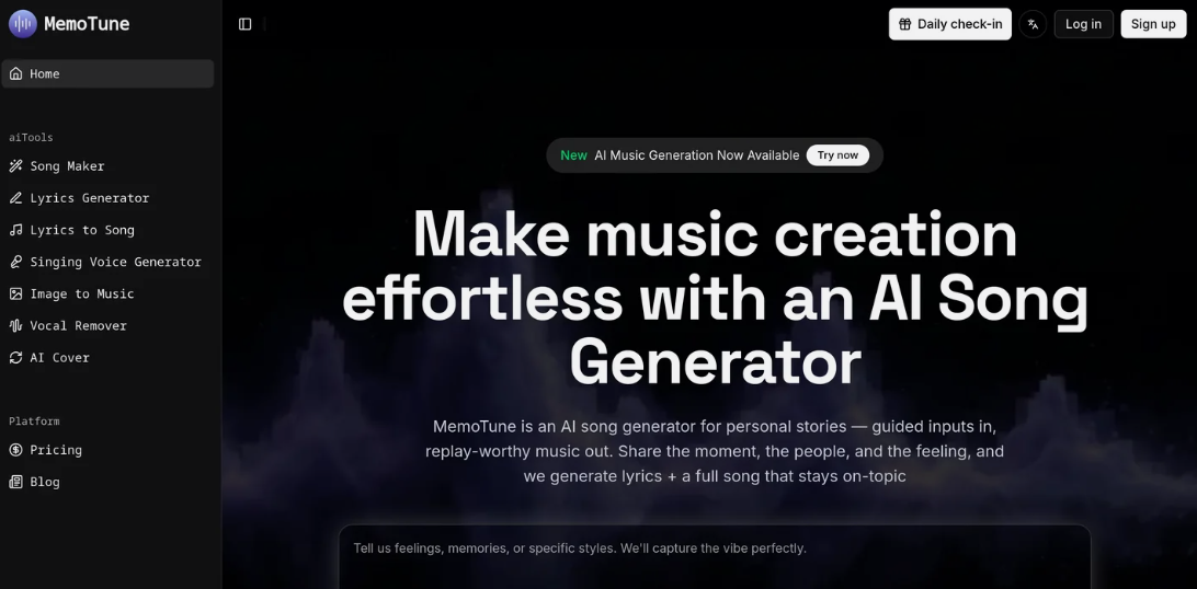 MemoTune：AI歌曲生成器，快速生成原创歌曲
