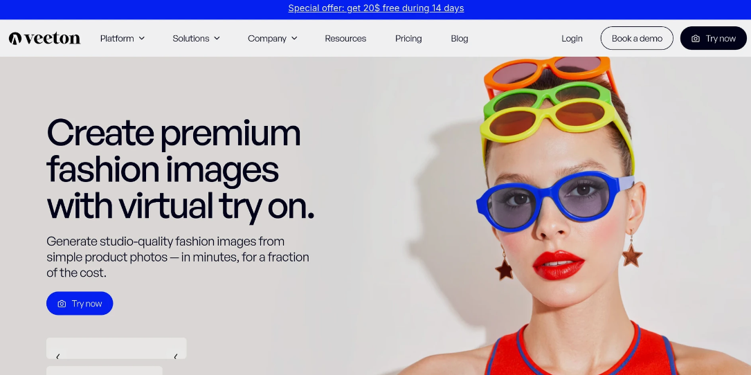 Veeton：AI驱动的时尚摄影平台，可快速生成虚拟试穿、服装搭配和多种模特图像