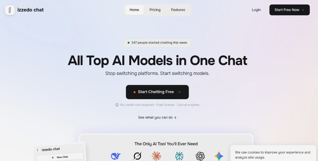 Izzedo Chat: AI Model Aggregation Platform with access to top AI models such as GPT, Claude, Gemini