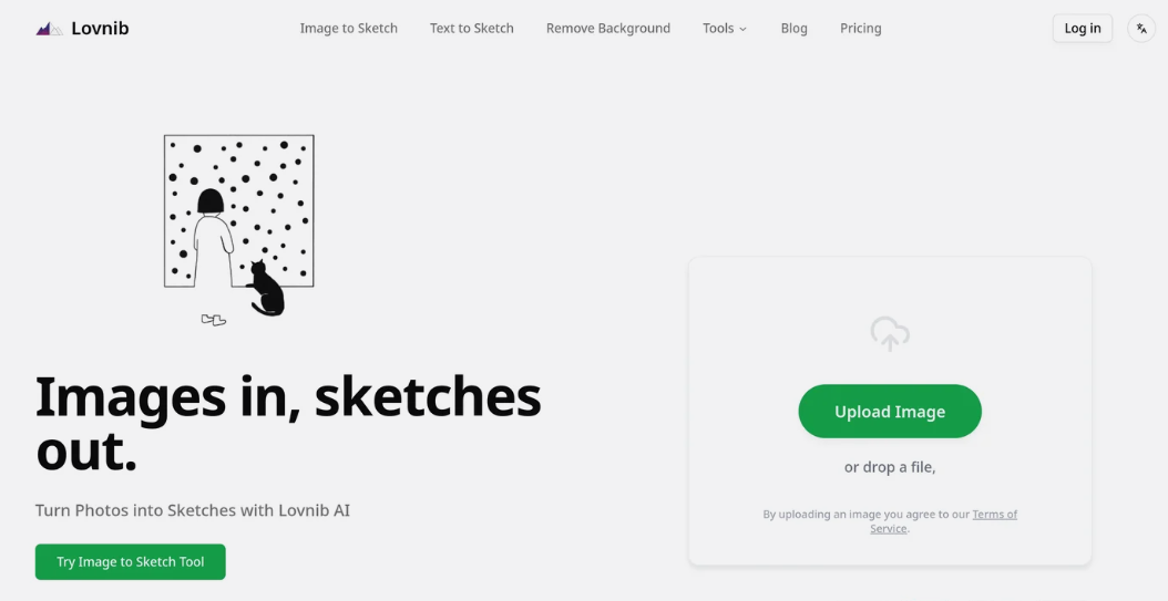 Lovnib: AI Smart sketch conversion tool to turn photos into sketches and lines