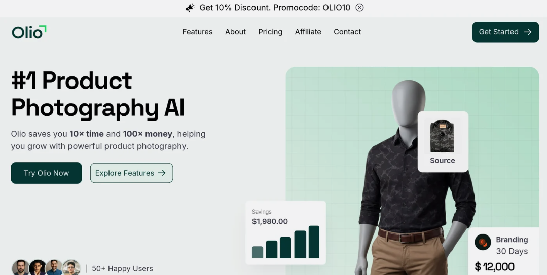 Olio: AI Product Photography Tool, quick to generate professional-level photos